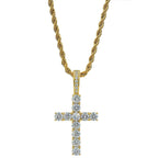 Micro Paved Zircon Hip Hop Anka Key Cross Hip Hop Pendant Necklace