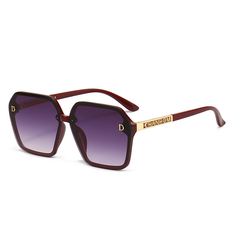 7 Color Trendy Oversized Square Letter Temple Polarized Sunglasses