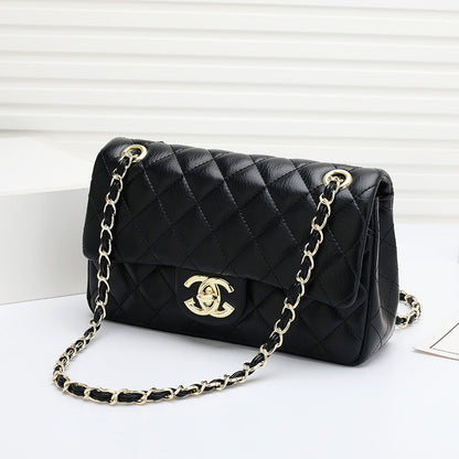 Fashion Leather Ringer Lock Catch Single Shoulder Crossbody Bag Handbag