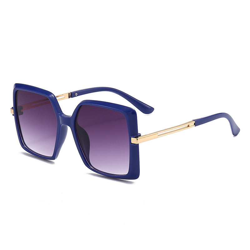 8 Color Trendy Oversized Frame Square Metal Cutout Sunglasses