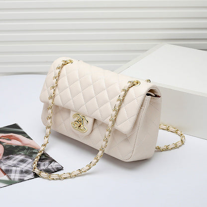 Fashion Leather Ringer Lock Catch Single Shoulder Crossbody Bag Handbag