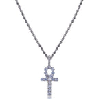 Micro Paved Zircon Hip Hop Anka Key Cross Hip Hop Pendant Necklace