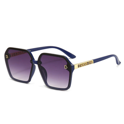 7 Color Trendy Oversized Square Letter Temple Polarized Sunglasses