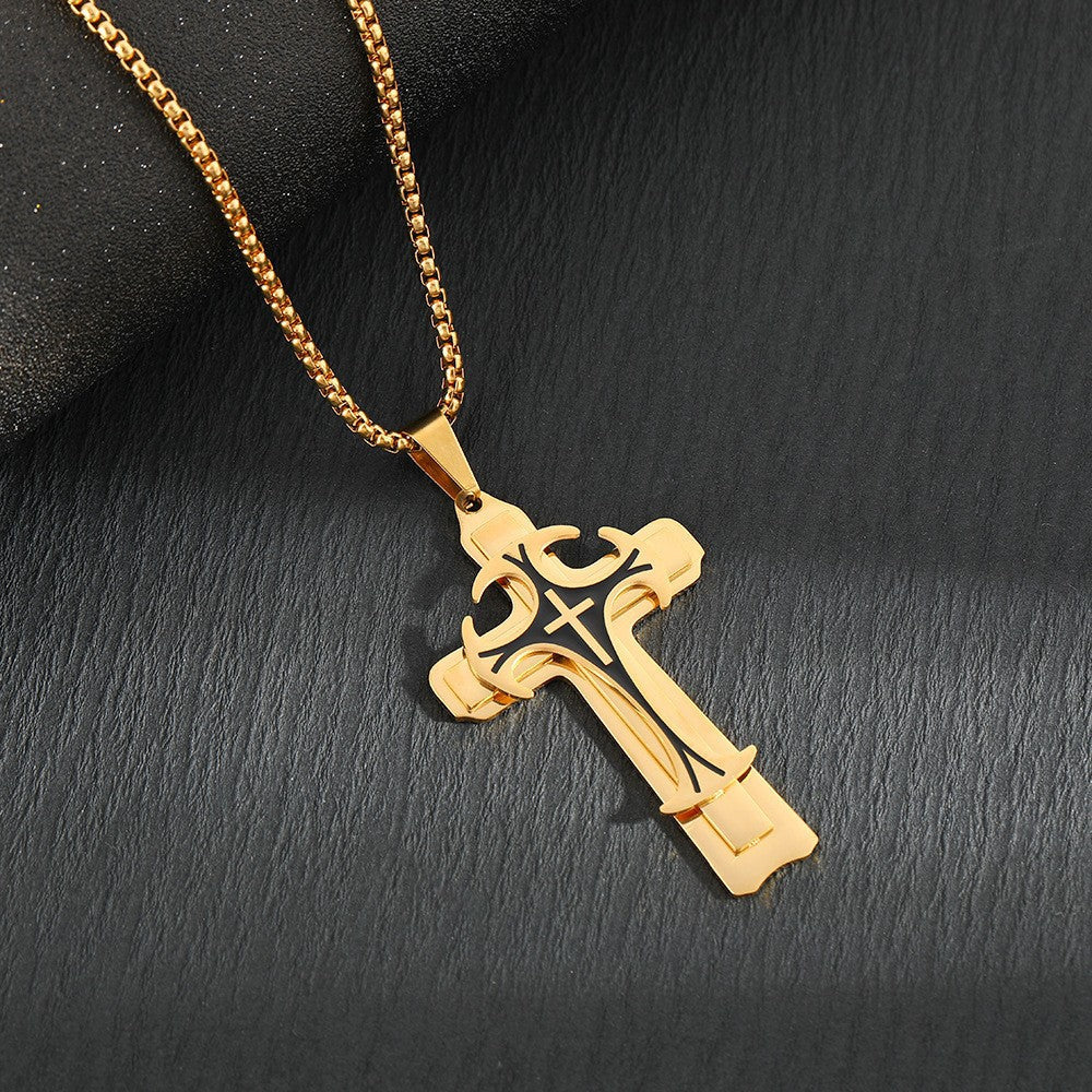 Titanium steel long necklace European and American domineering pattern