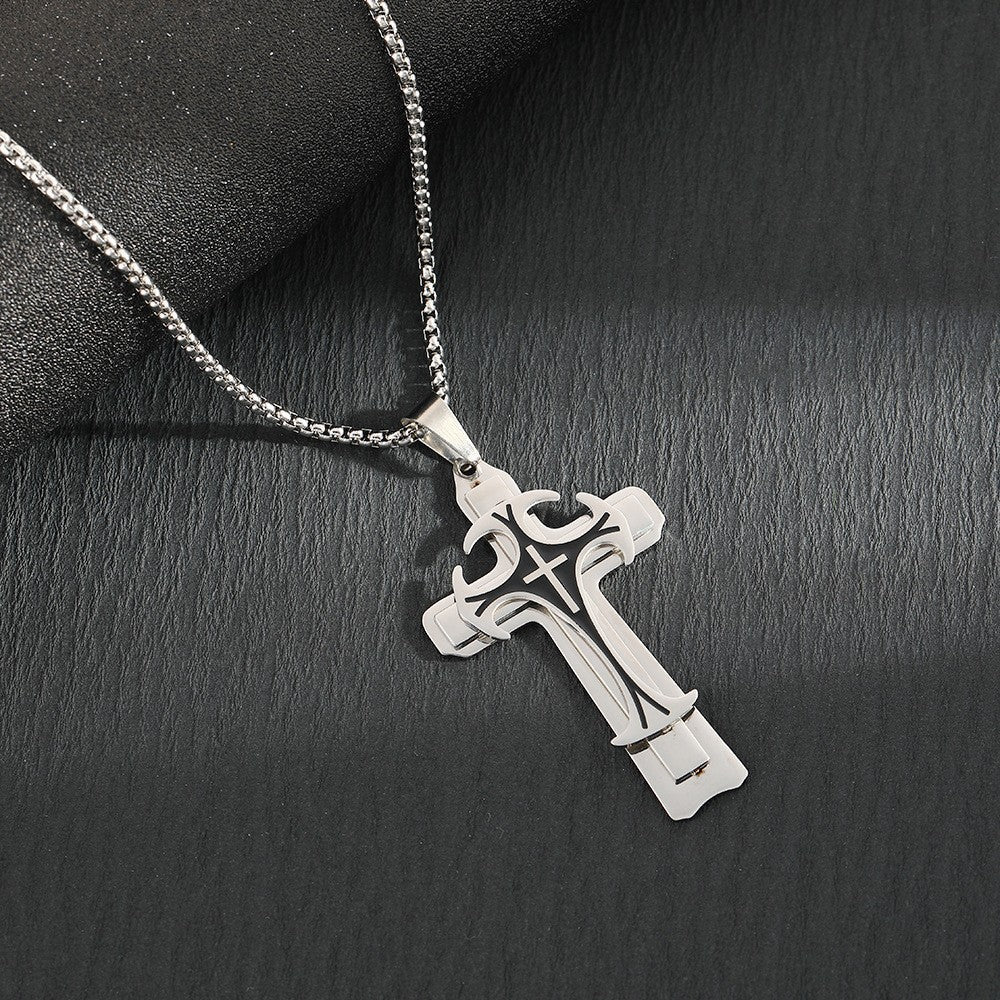 Titanium steel long necklace European and American domineering pattern