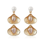 Double Shell Pearl Alloy Earrings