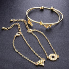 Leaf Carved Hollow Bracelet Set