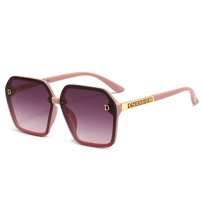 7 Color Trendy Oversized Square Letter Temple Polarized Sunglasses