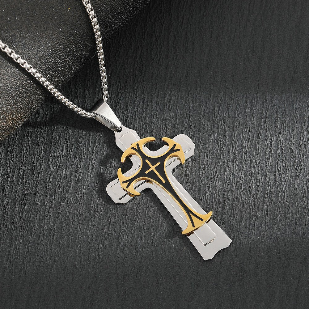 Titanium steel long necklace European and American domineering pattern