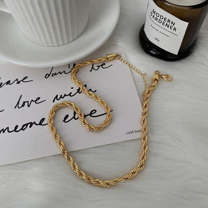 Layered Gold Twisted Rope Necklace