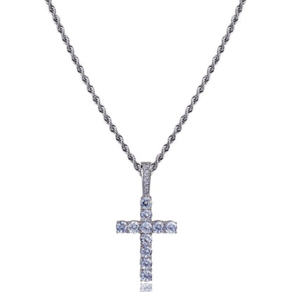 Micro Paved Zircon Hip Hop Anka Key Cross Hip Hop Pendant Necklace