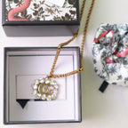 Retro Distressed Crystal Necklace with Diamonds Necklace