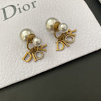 Fashion Pearl Rhinestone Letter Pendant Earrings