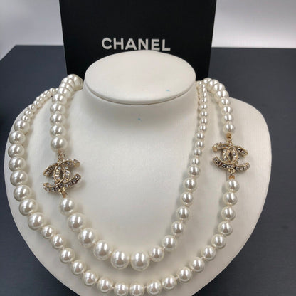 Fashion Rhinestone Long Pearl Necklace
