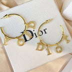 Vintage hook-shaped letter pendant earrings