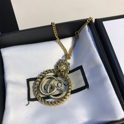 Fashion Hemp Rope Lion Double G Necklace