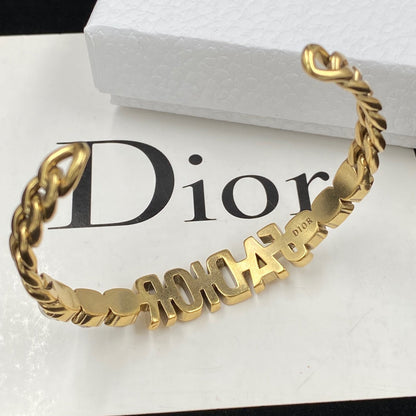 Vintage CD Rhinestone Letter Hollow Bracelet