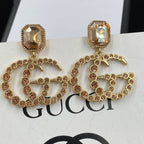 Fashion Double G Rhinestone Pendant Earrings