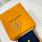 L letter round diamond necklace