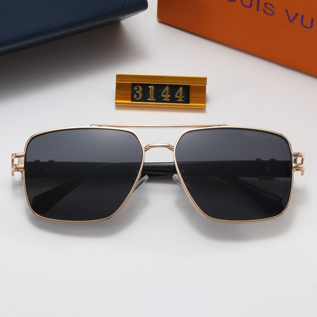 5 color stylish double bridge frame letter inlaid polarized sunglasses