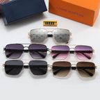5 color stylish double bridge frame letter inlaid polarized sunglasses