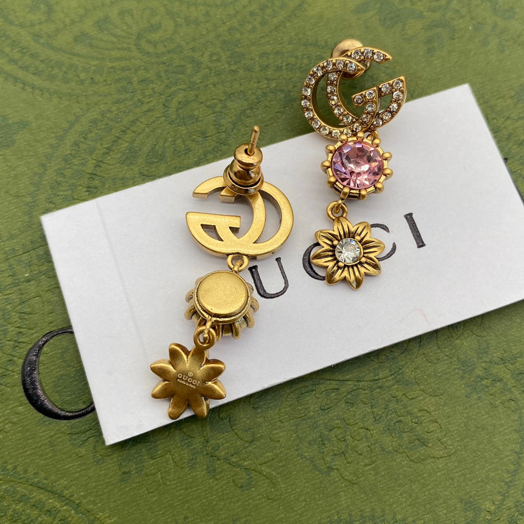 Fashion Double G Flower Pendant Earrings