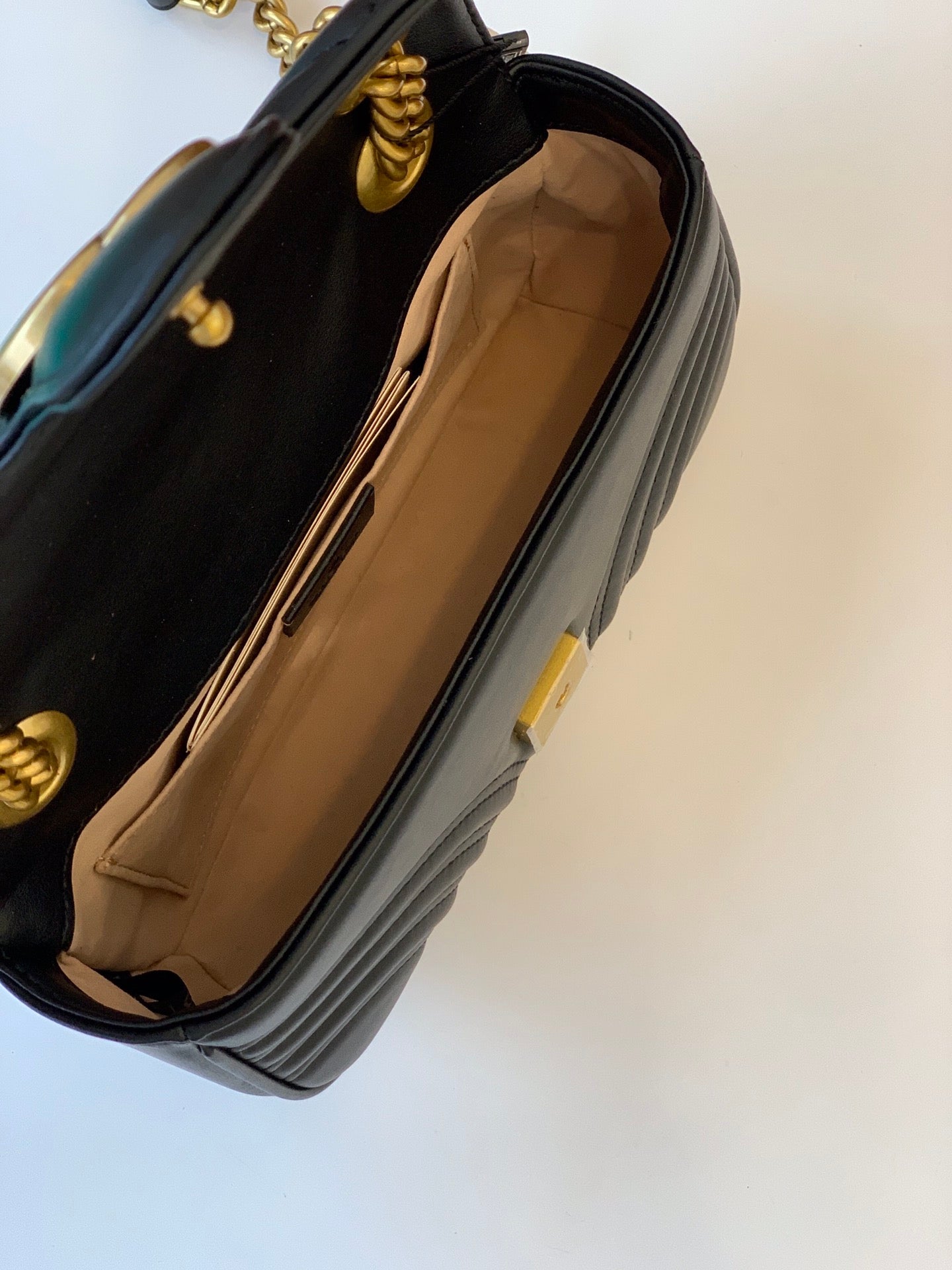 Fashion Women's Letter G locking Catch Wavy Leather Shoulder Bag Crossbody Bag