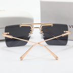 5 color fashion frameless double bridge polarized sunglasses