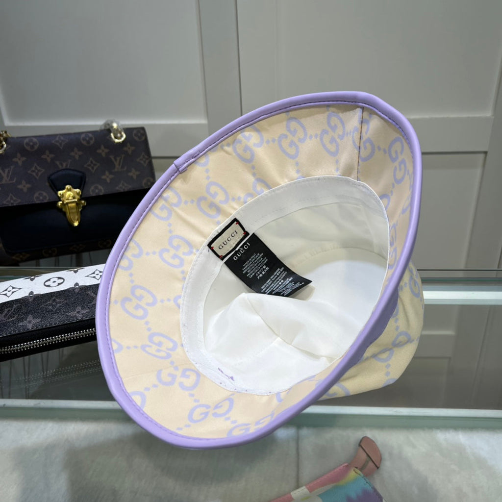 Double G stripe letter printing bucket hat