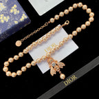 Fashion CD pearl bee pendant necklace