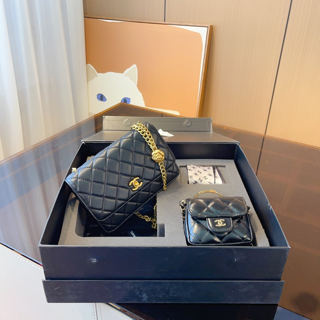 Fashion Leather Camellia Series Ladies Handbag Set