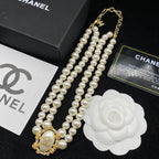 Fashion CC Pearl Charm Necklace