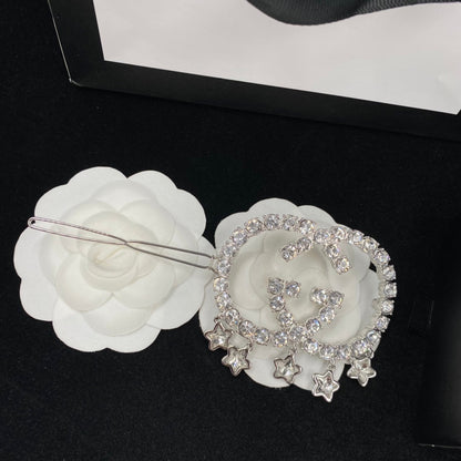 Fashion GG rhinestone star pendant hair clip