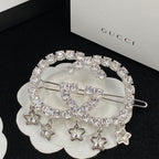 Fashion GG rhinestone star pendant hair clip