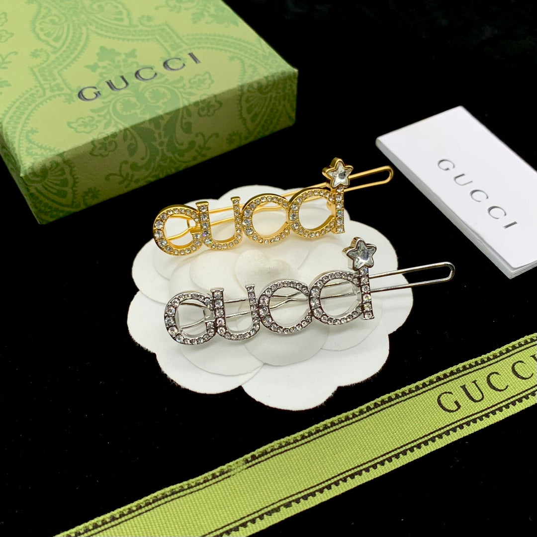 Fashion GG rhinestone letter hair clip