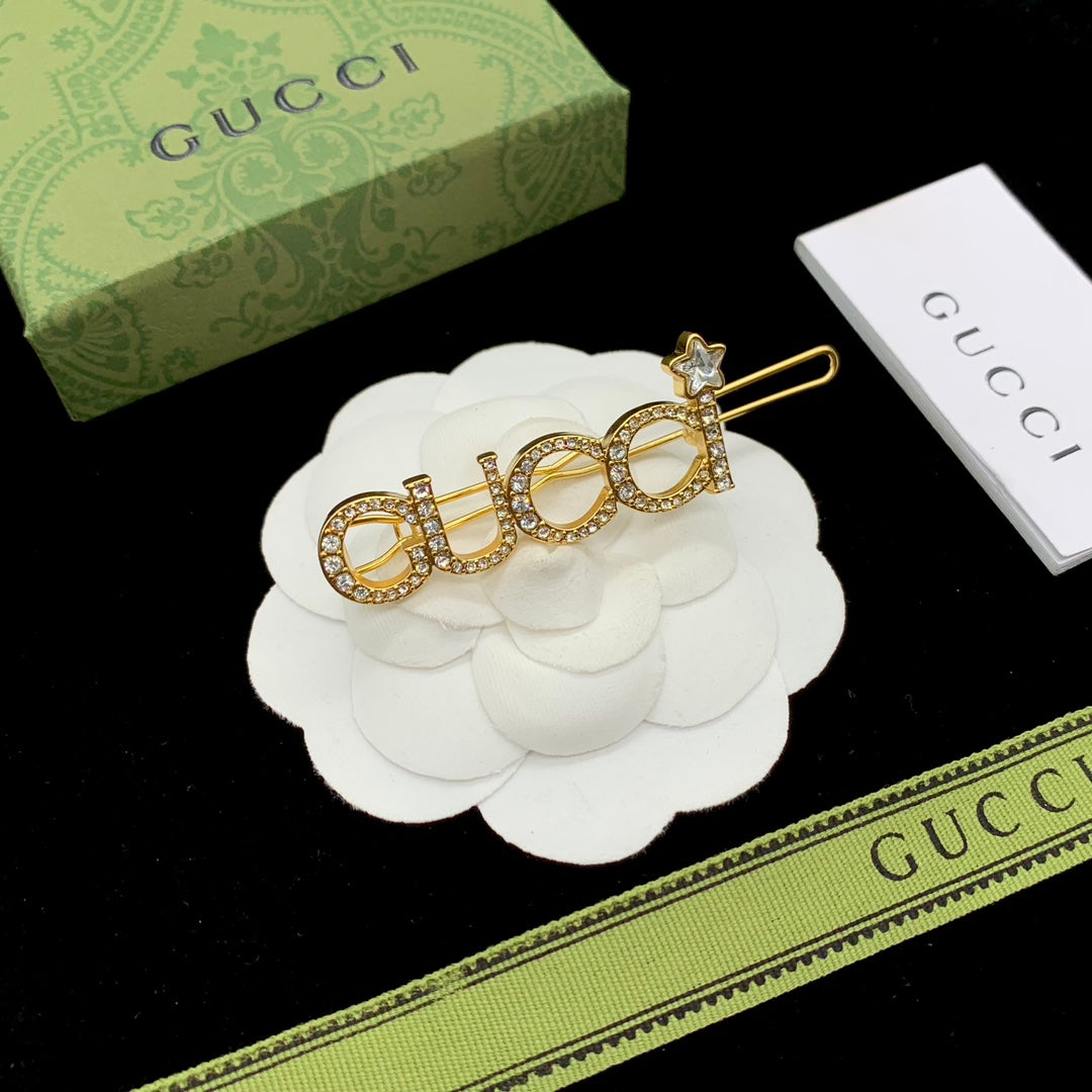 Fashion GG rhinestone letter hair clip