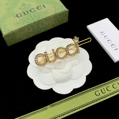 Fashion GG rhinestone letter hair clip
