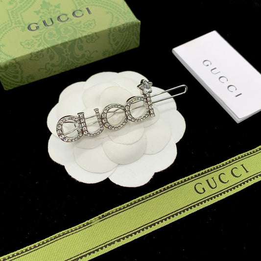 Fashion GG rhinestone letter hair clip