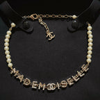 Fashion CC Pearl Rhinestone Letter Necklace