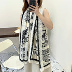 Fashion CC letter stripe printed silk scarf