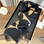 Fashionable four-leaf clover oblique striped scarf
