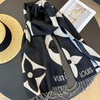 Fashionable four-leaf clover oblique striped scarf