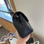 Fashionable diamond double C metal buckle crossbody bag shoulder bag