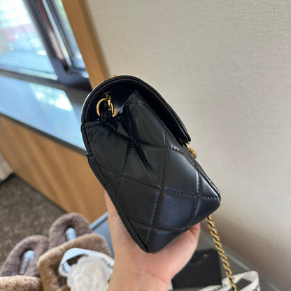 Fashionable diamond double C metal buckle crossbody bag shoulder bag