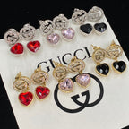 Fashion GG rhinestone heart pendant earrings