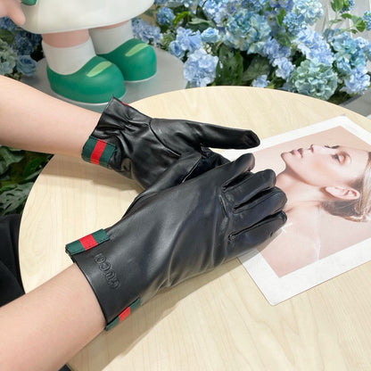 Fashionable GG letter embroidered bow gloves
