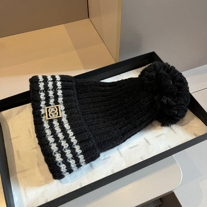 Fashion plush CC knitted hat