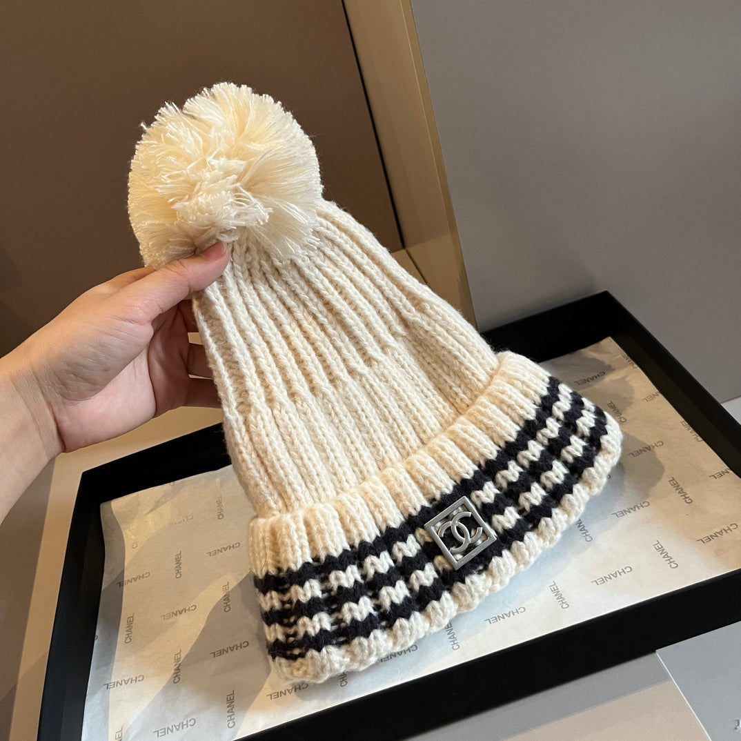 Fashion plush CC knitted hat