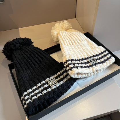 Fashion plush CC knitted hat