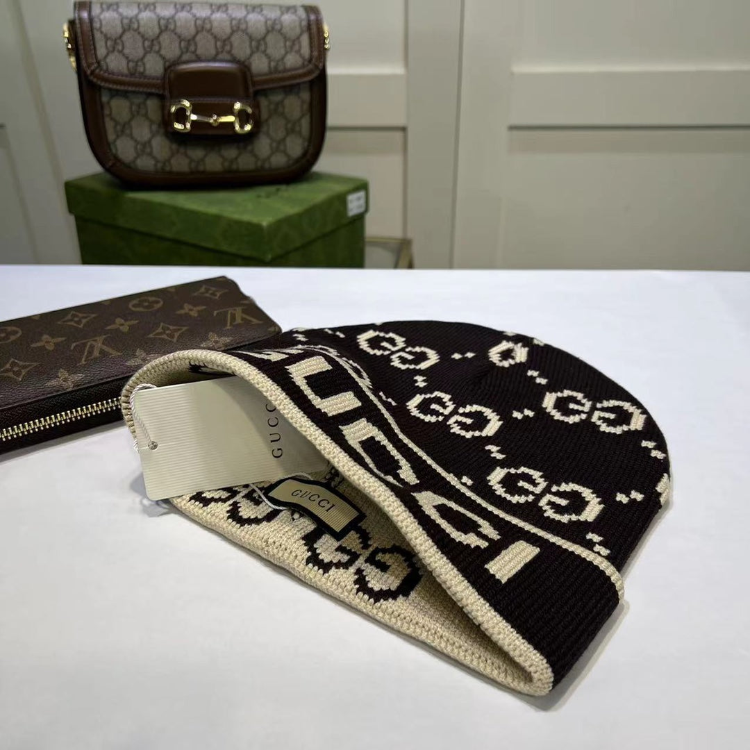 Fashion plush GG knitted hat